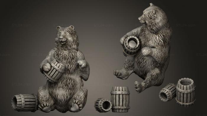 Статуэтки животных (Медведь и мед, STKJ_0137) 3D модель для ЧПУ станка